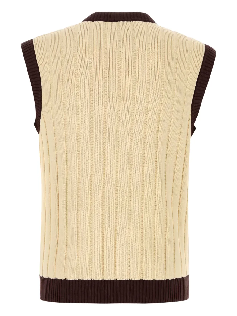 Valentino Garavani Ribgebreid mouwloost vest Beige