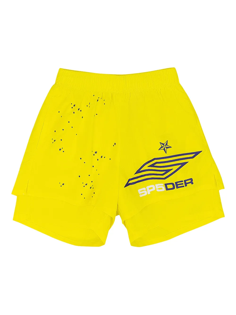 SP5DER Gelaagde shorts met logo Geel