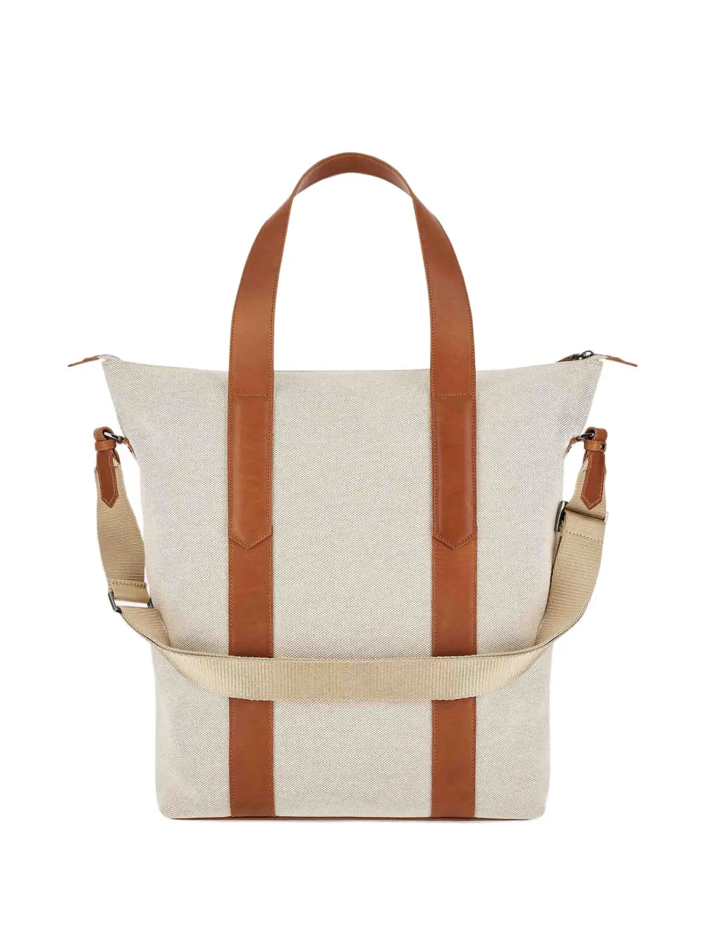 Canali Shopper met leren afwerking Beige