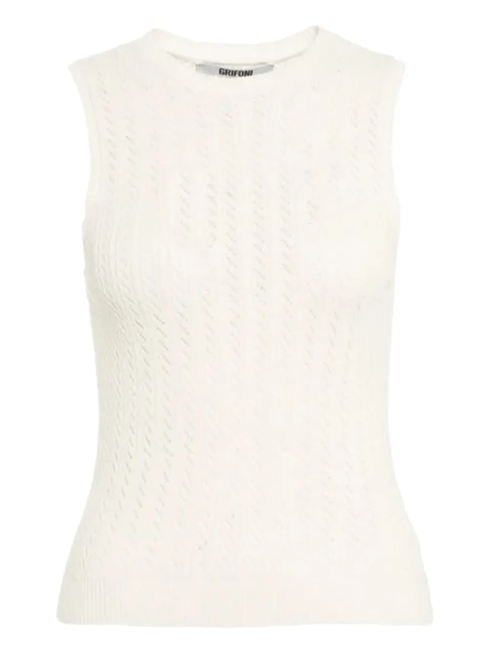 open-knit sleeveless tank top
