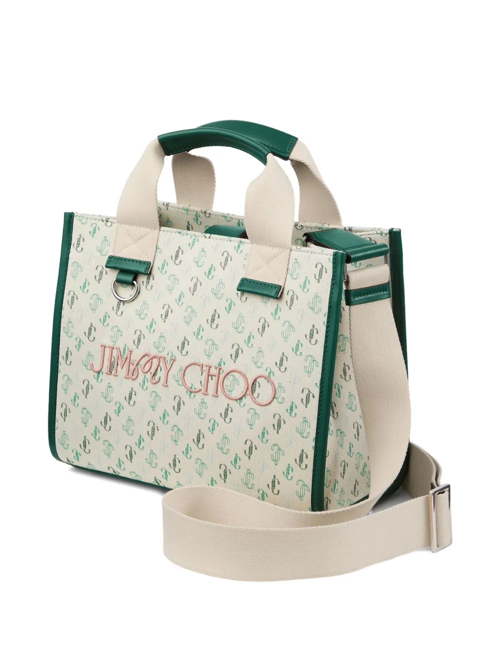 Jimmy Choo x Malbon canvas shopper met geborduurd monogram Beige