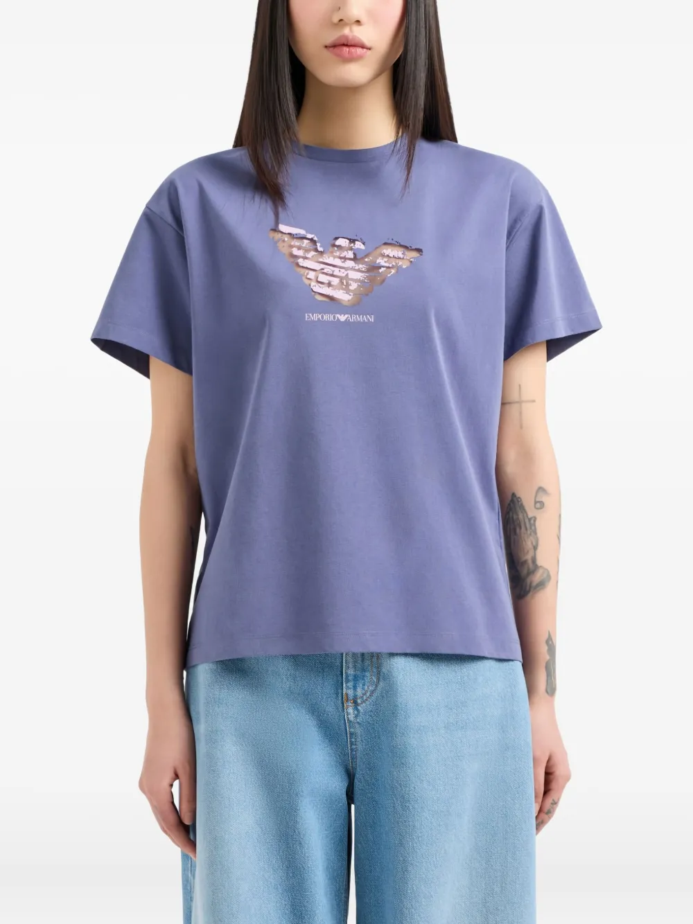 Emporio Armani T-shirt met logo Paars