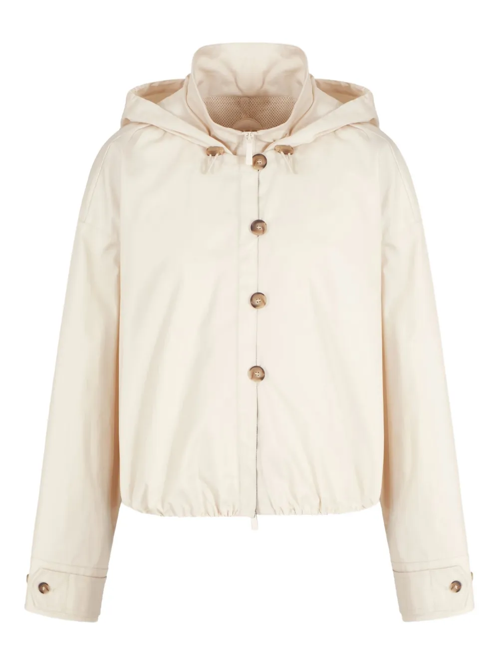 Emporio Armani Button Hooded Jacket In Neutral