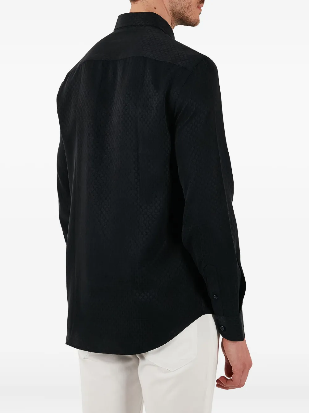 Emporio Armani Overhemd met knopen en patroon Zwart