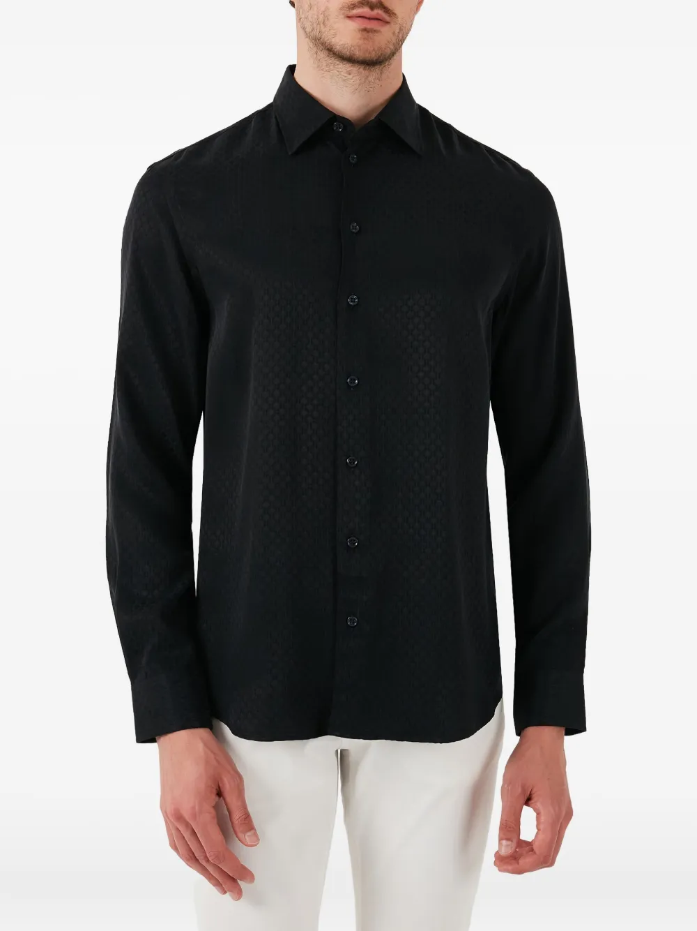 Emporio Armani buttoned pattern shirt | Black | Image 1