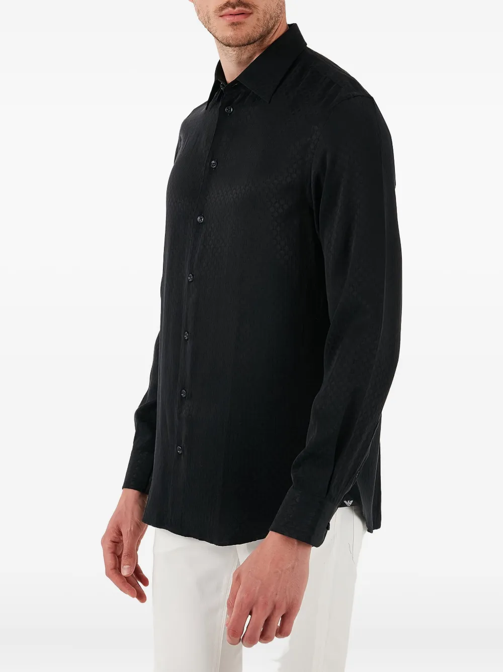 Emporio Armani buttoned pattern shirt - Zwart