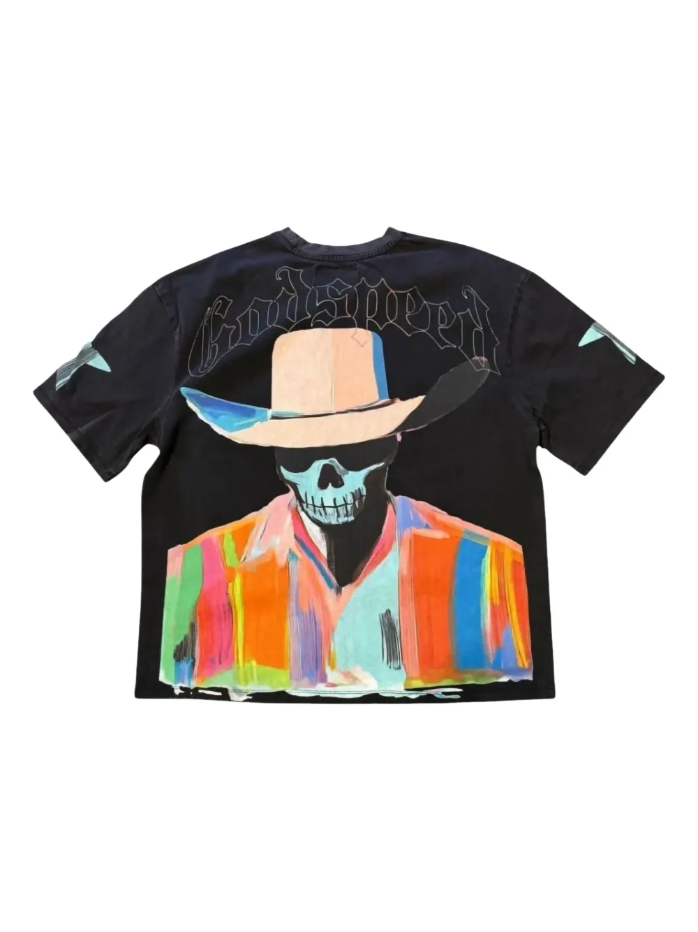 GODSPEED Pastel Western T-shirt met print - Zwart