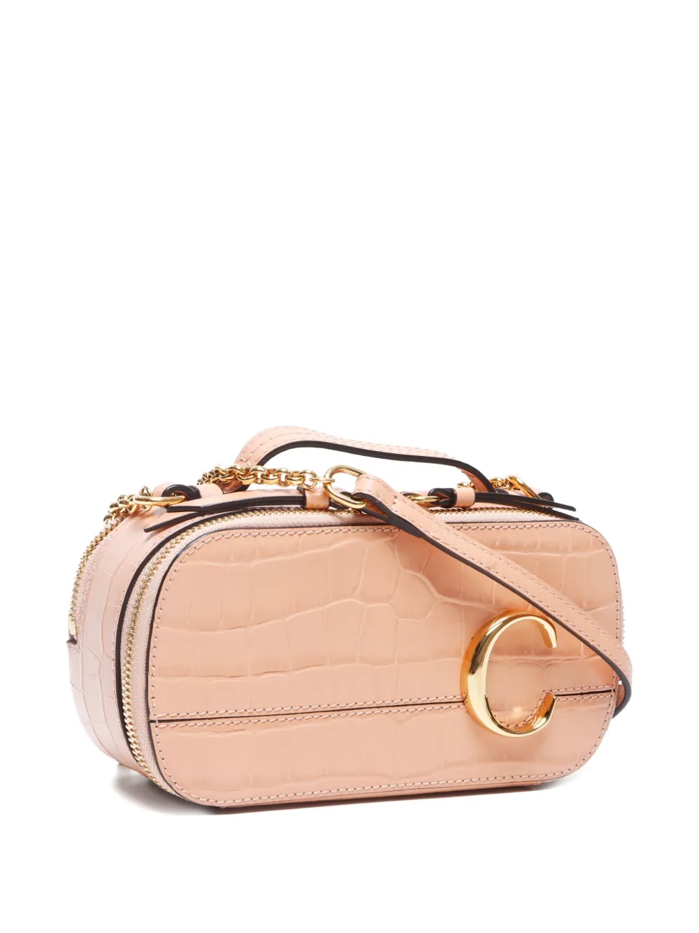 Pre-owned Chloé 2020s Mini C Embossed Leather Cross Body Bag
