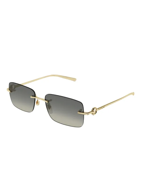 Gucci Eyewear Lunettes De Soleil à Monture Rectangulaire Or