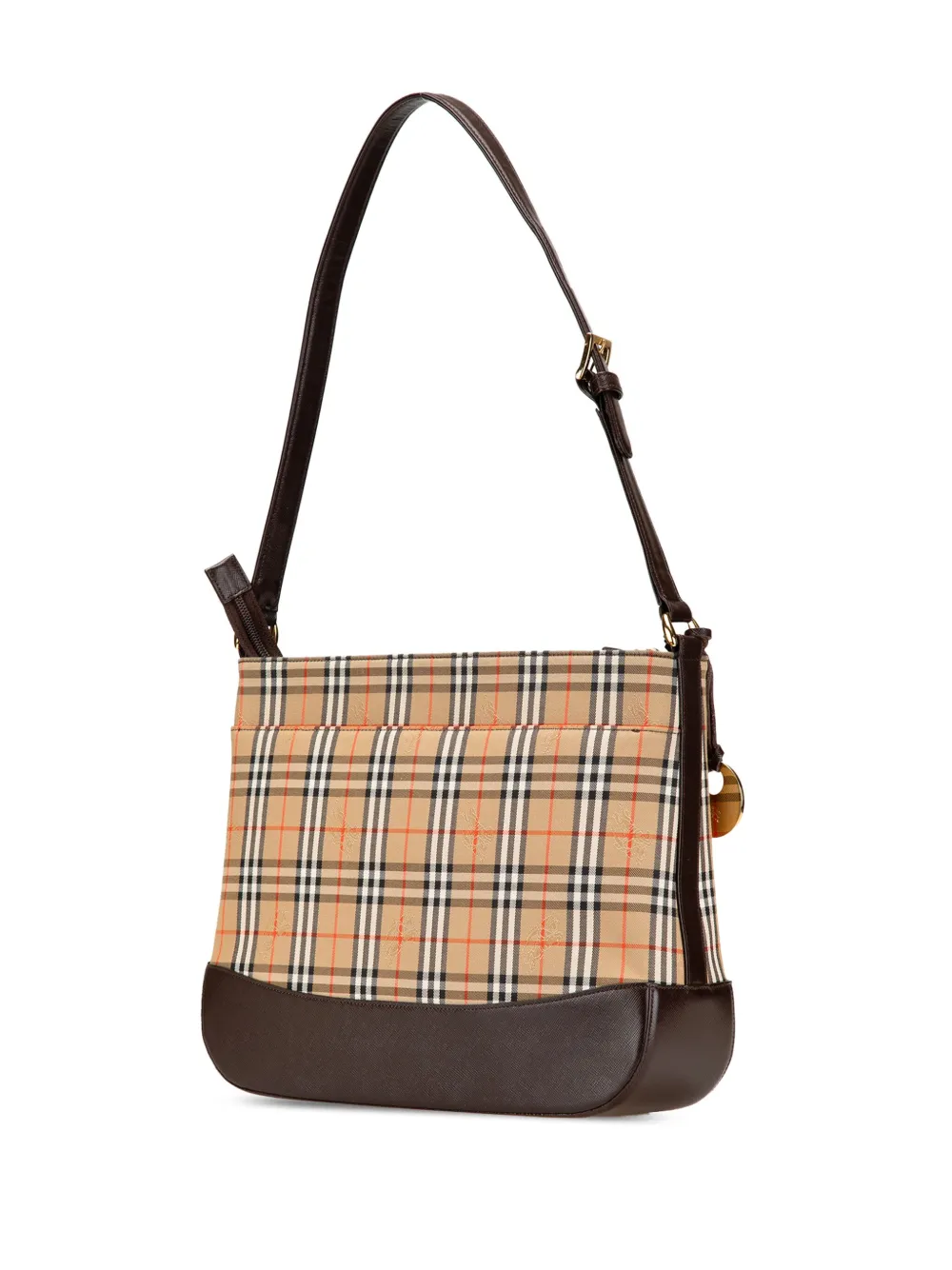 Pre-owned Burberry 2000-2017 Haymarket Check Canvas Shoulder Bag In Brown
