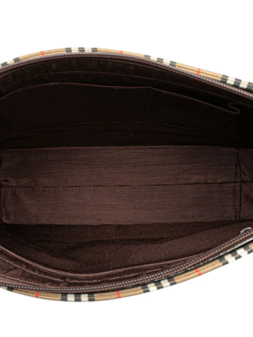 Pre-owned Burberry 2000-2017 Haymarket Check Canvas Shoulder Bag In Brown