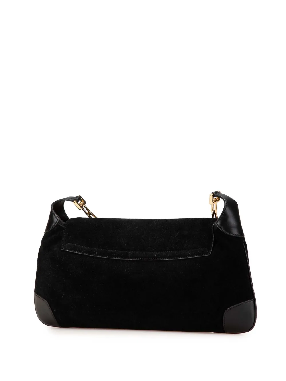 Pre-owned Gucci 2000-2015 Suede Tiger Head Shoulder Bag In Black