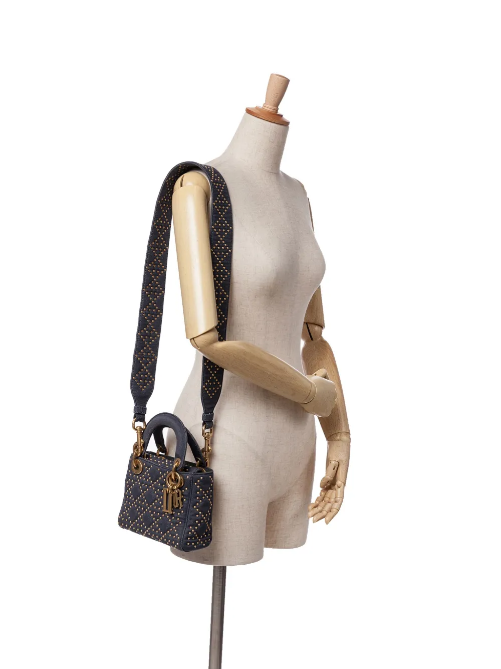 Christian Dior Pre-Owned 2017 Mini Denim Cannage Studded Supple Lady Dior satchel | Pre-Owned | Image 2