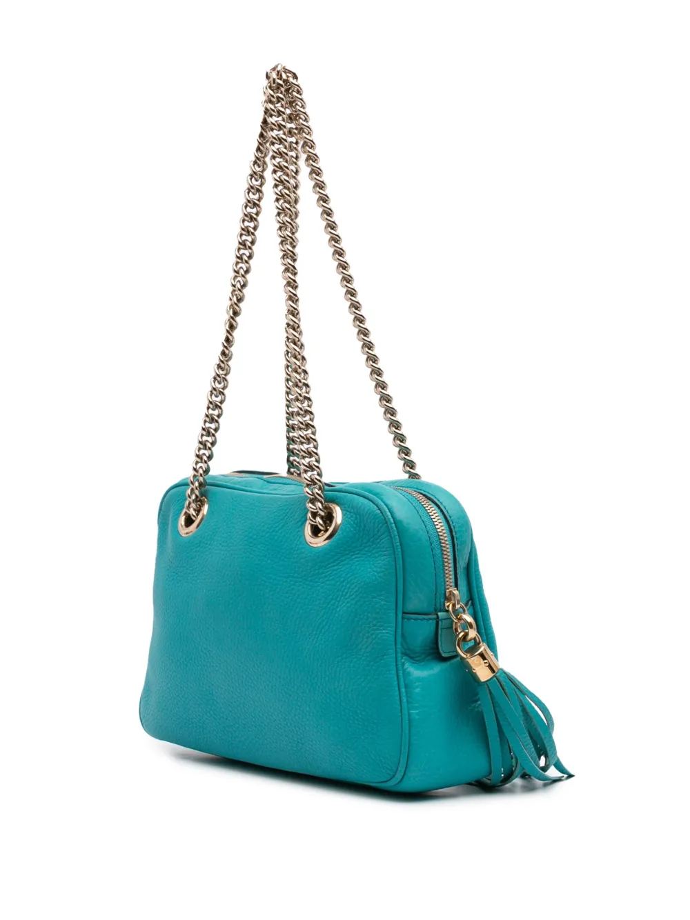 Pre-owned Gucci 2016-2024 Leather Soho Chain Zip Shoulder Bag In Blue