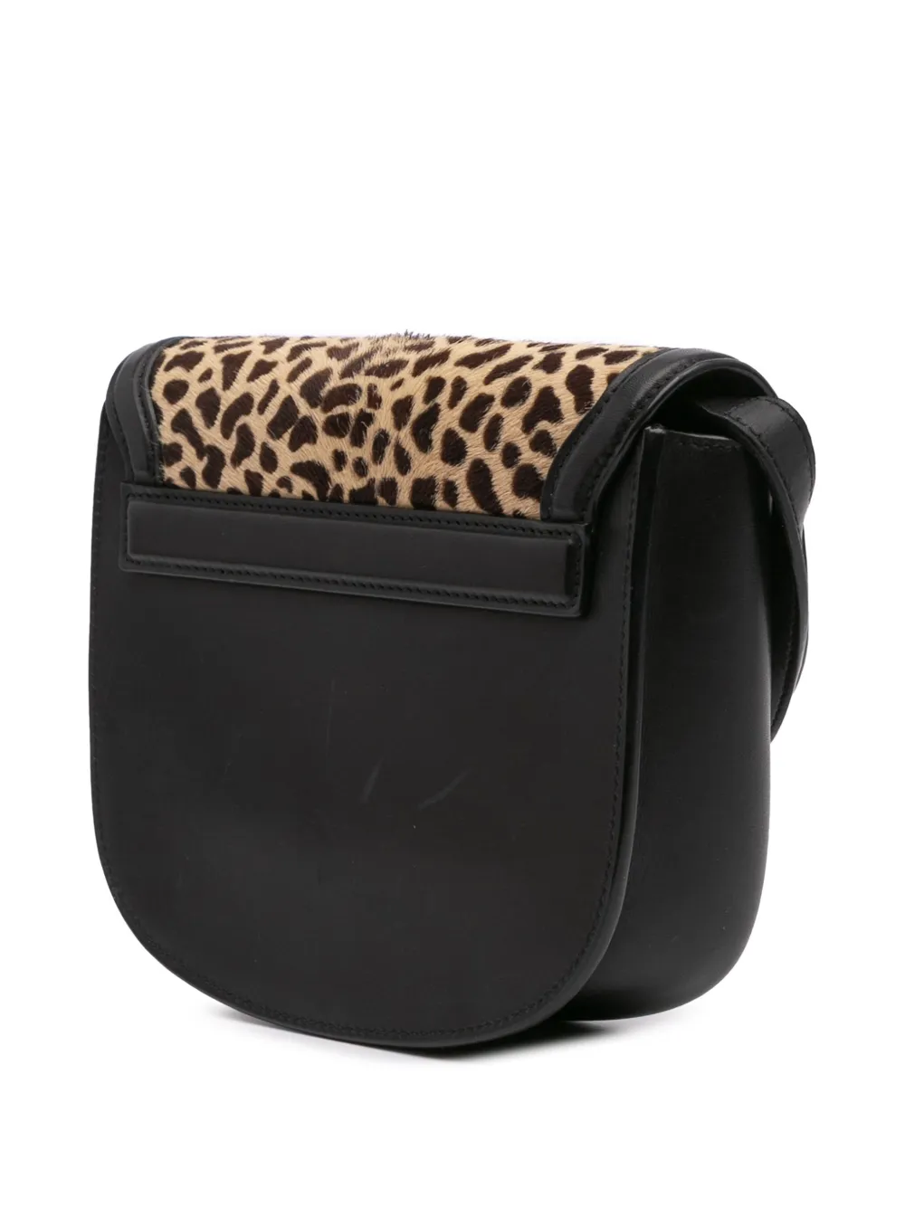 Pre-owned Saint Laurent 2020 Small Calfskin And Pony Hair Leopard Print Kaia Crossbody Bag In Black