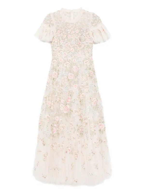 Needle & Thread Floral Embroidered Dress | Neutrals