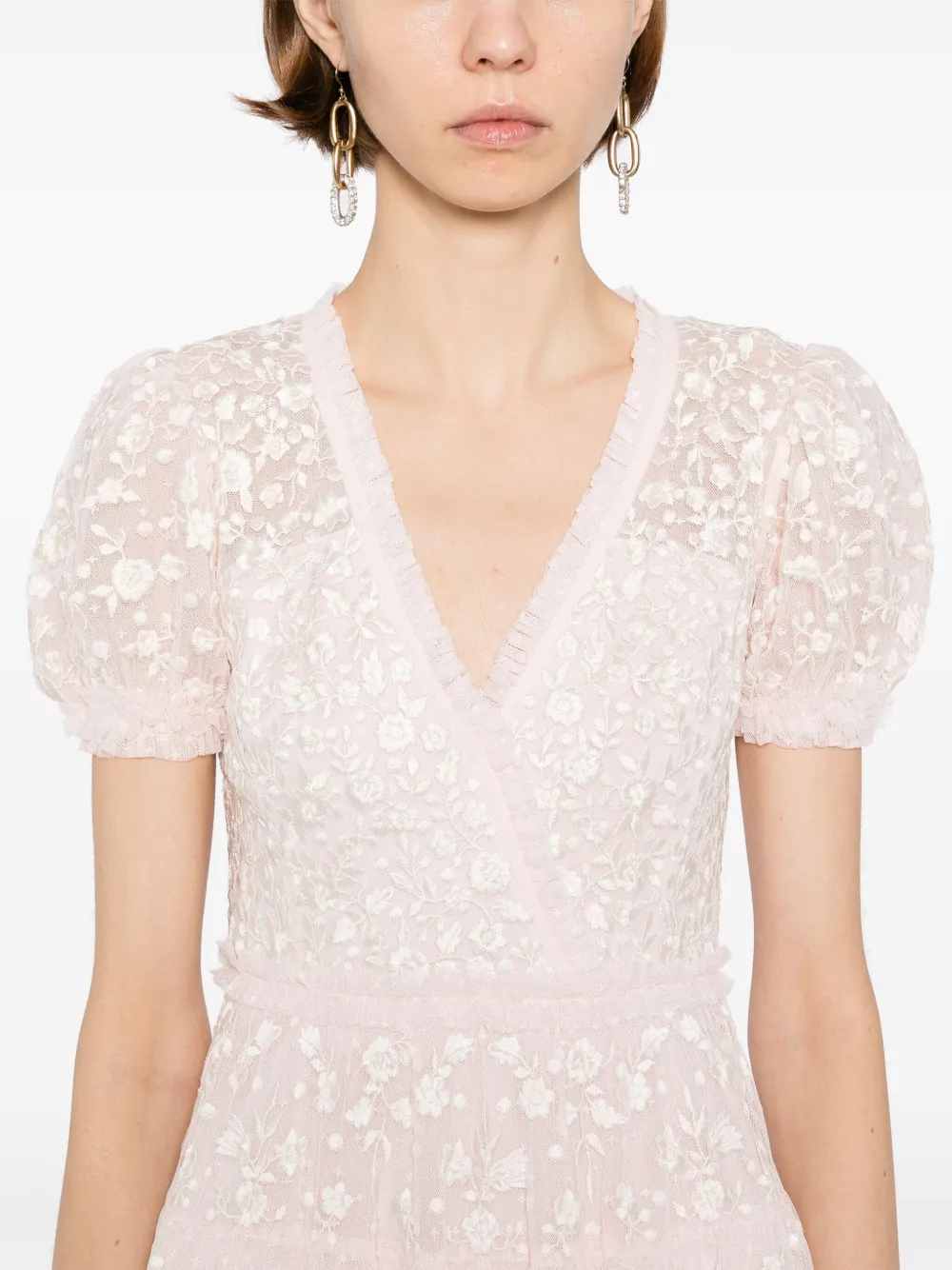 Needle & Thread Jurk met geborduurde bloemen Roze