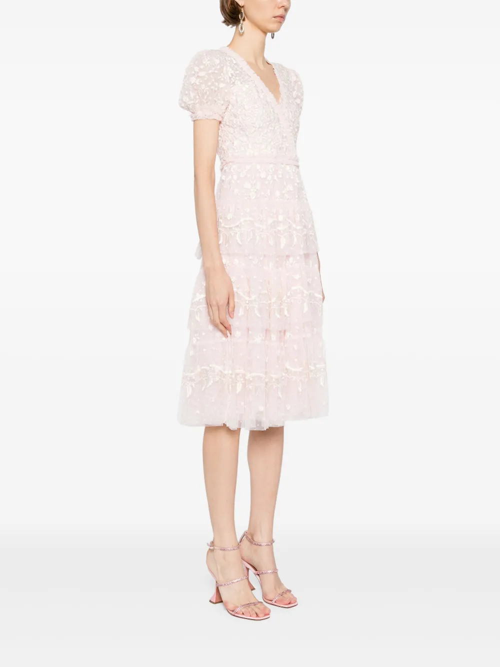 Needle & Thread Jurk met geborduurde bloemen Roze