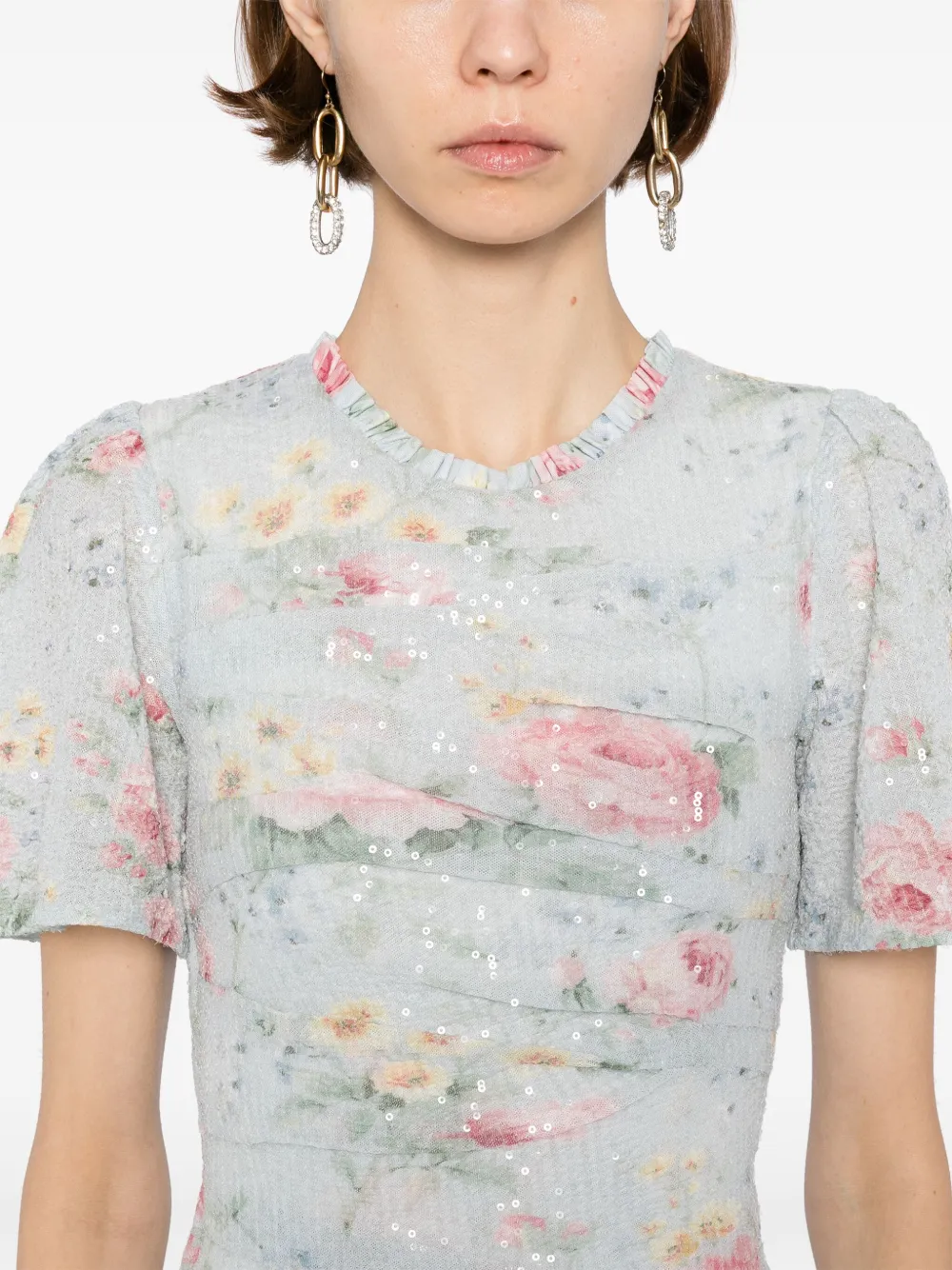 Needle & Thread Jurk met bloemenprint Blauw