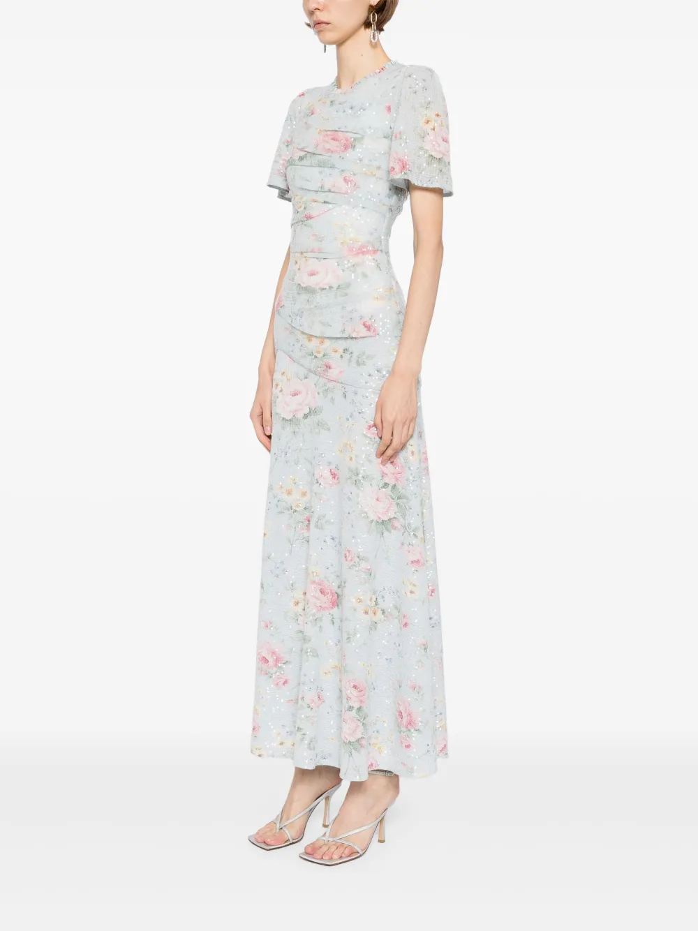 Needle & Thread Jurk met bloemenprint Blauw