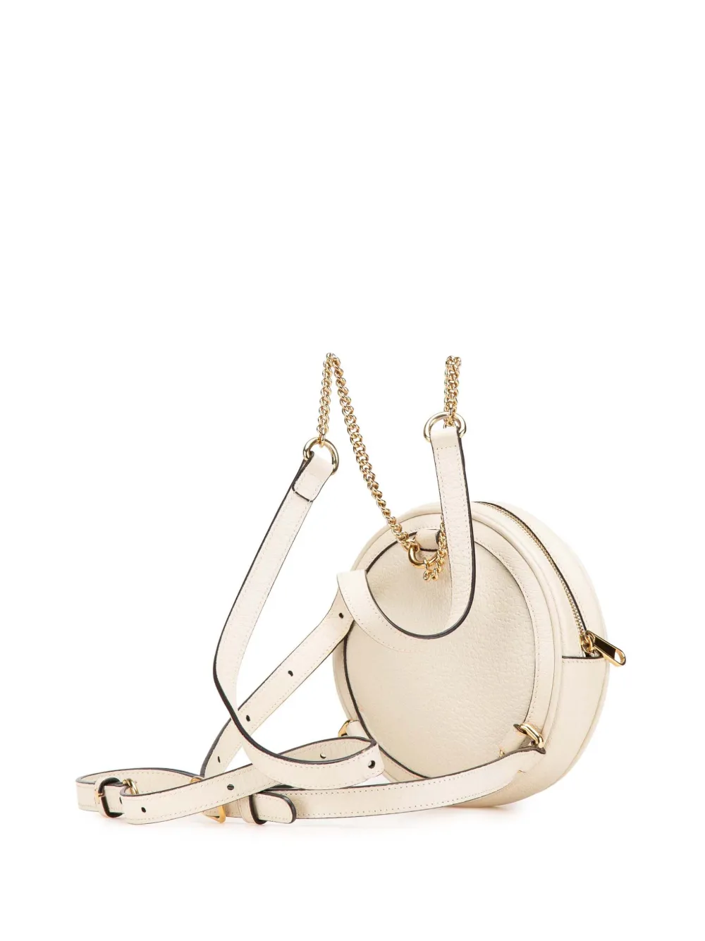 Pre-owned Gucci 2016-2024 Mini Leather Round Ophidia Backpack In White