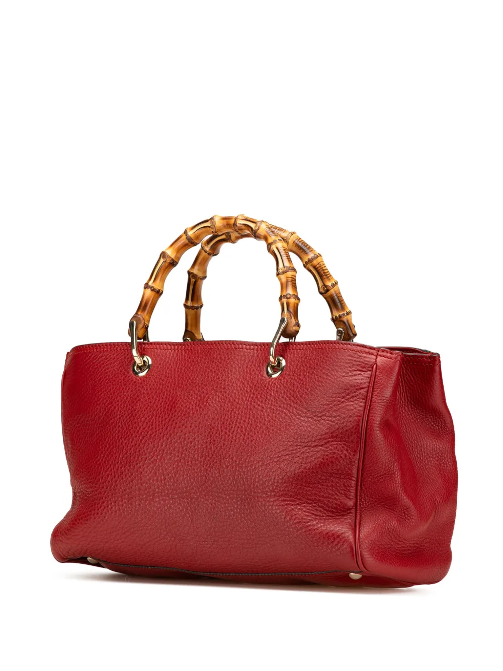 Pre-owned Gucci 2000-2015 Medium Calfskin Bamboo Shopper Satchel In Red