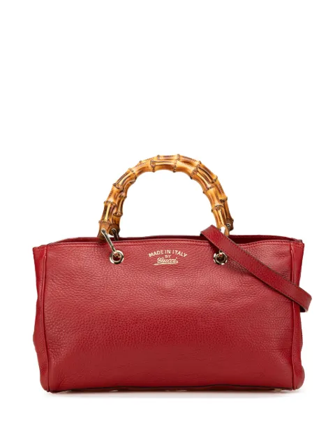 Gucci Pre-Owned bolsa satchel Shopper mediana de piel de becerro y bambú 2000-2015