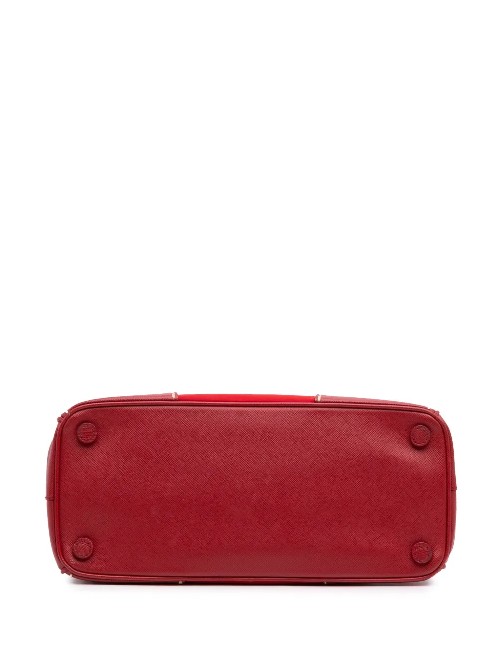 Pre-owned Prada 2000-2024 Small Saffiano Trimmed Tessuto Hand Stitched Galleria Double Zip Tote Satchel