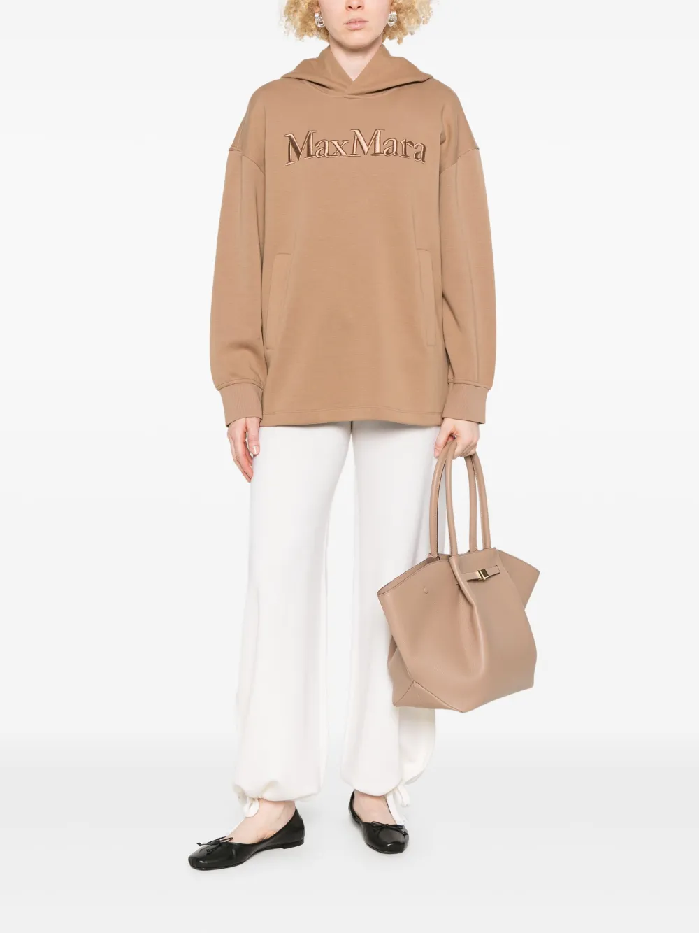 'S Max Mara embroidered-logo hoodie - Bruin