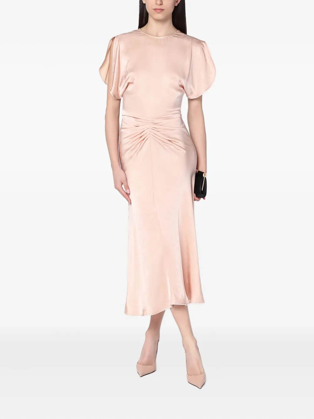Victoria Beckham floral-pattern midi dress Roze