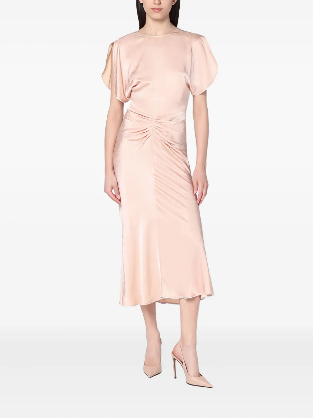 Victoria Beckham floral-pattern midi dress Roze