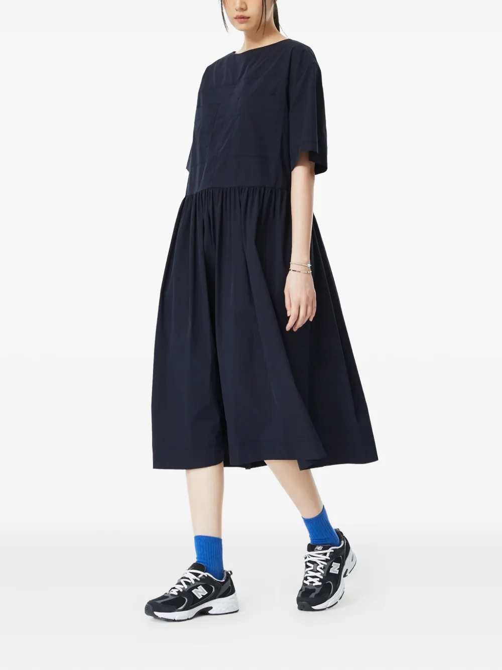 STUDIO TOMBOY Jurk met ceintuur en zak Blauw
