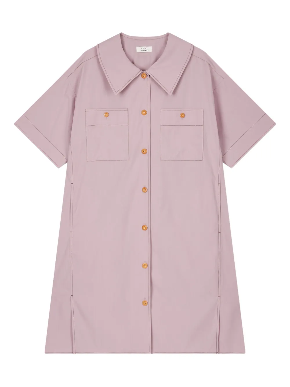 Studio Tomboy Button-down Pocket Dress In Pink