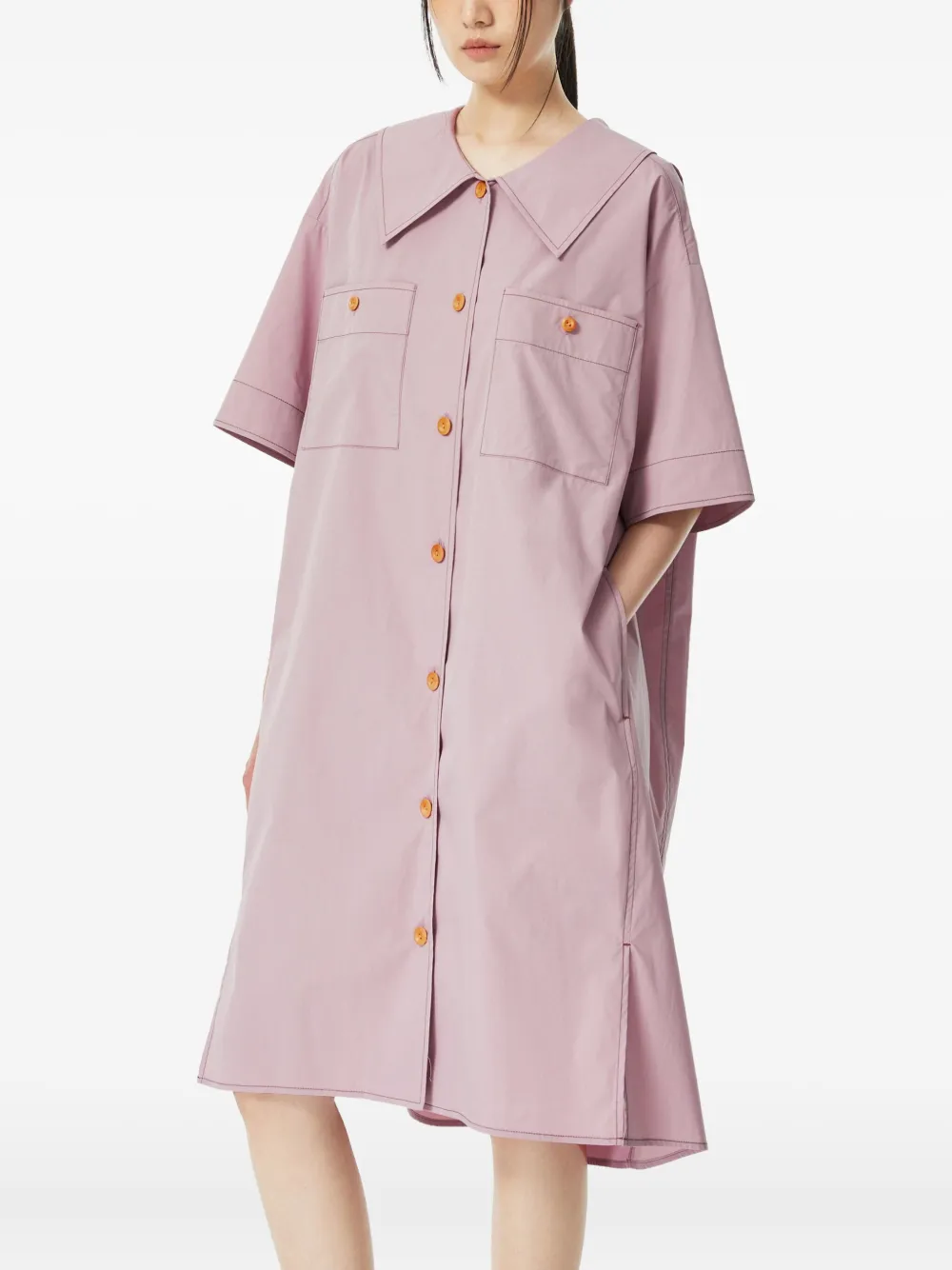 Studio Tomboy Button-down Pocket Dress In Pink