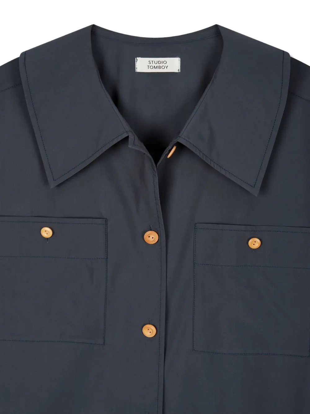 STUDIO TOMBOY Mini-blousejurk met geplooide zak Blauw