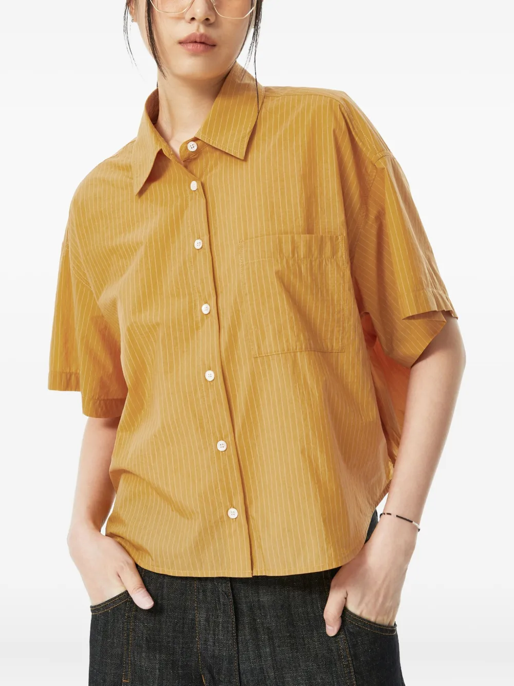 STUDIO TOMBOY Gestreepte blouse met elastische achterkant - Geel