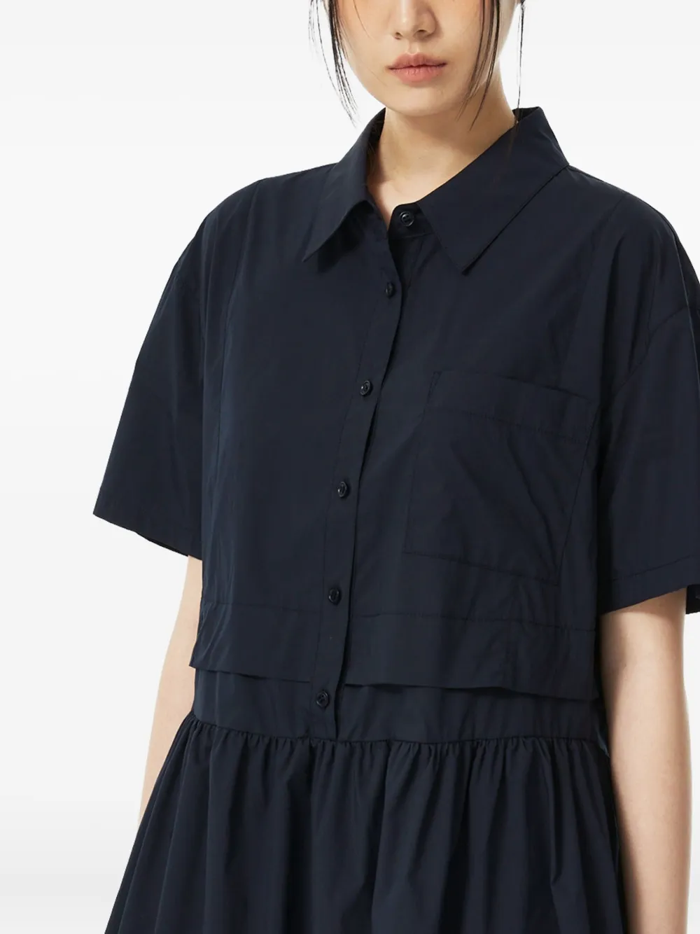 TOMBOY Flared mini-blousejurk met zak - Blauw