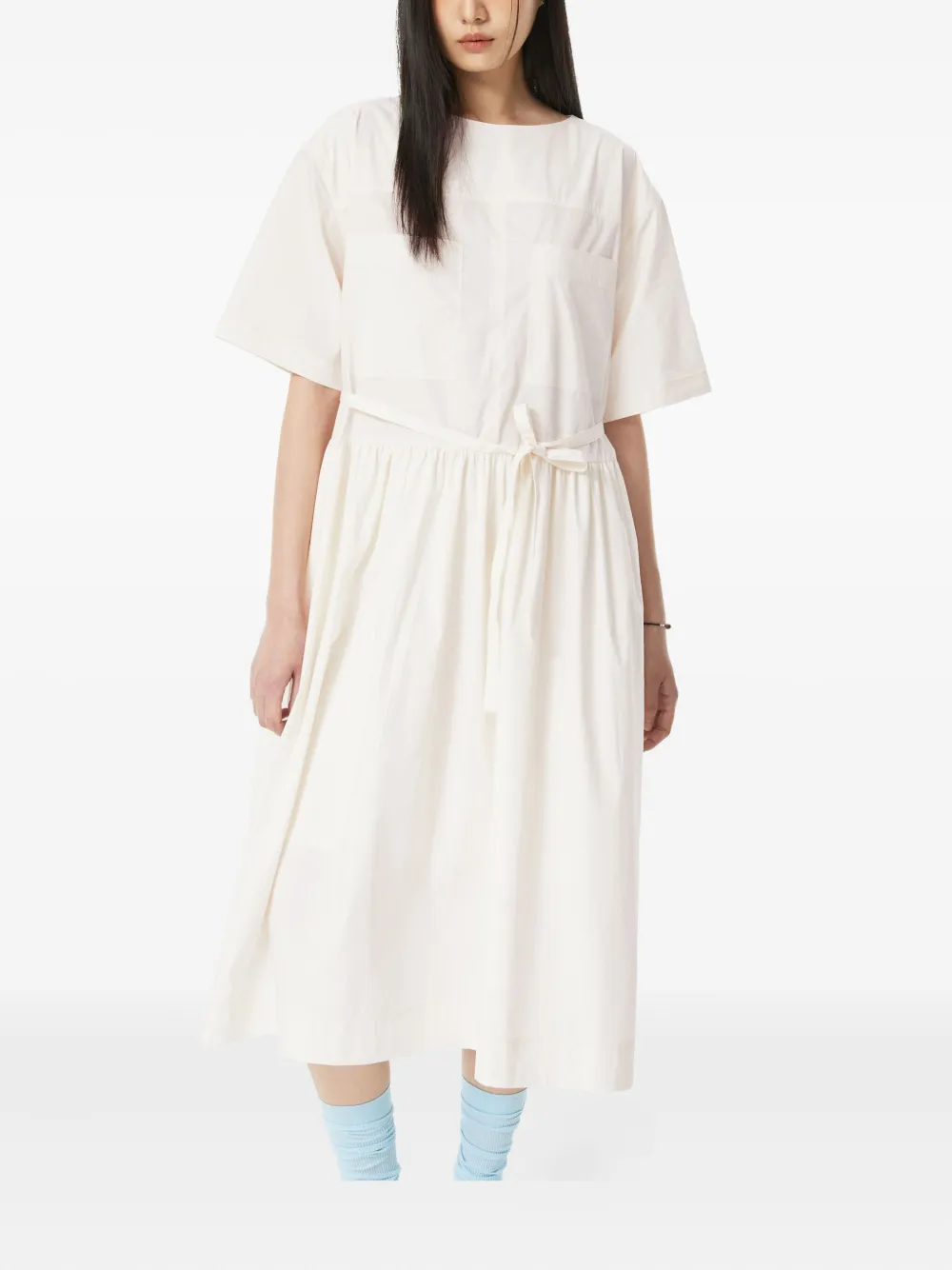 STUDIO TOMBOY patch-pocket belted dress Beige