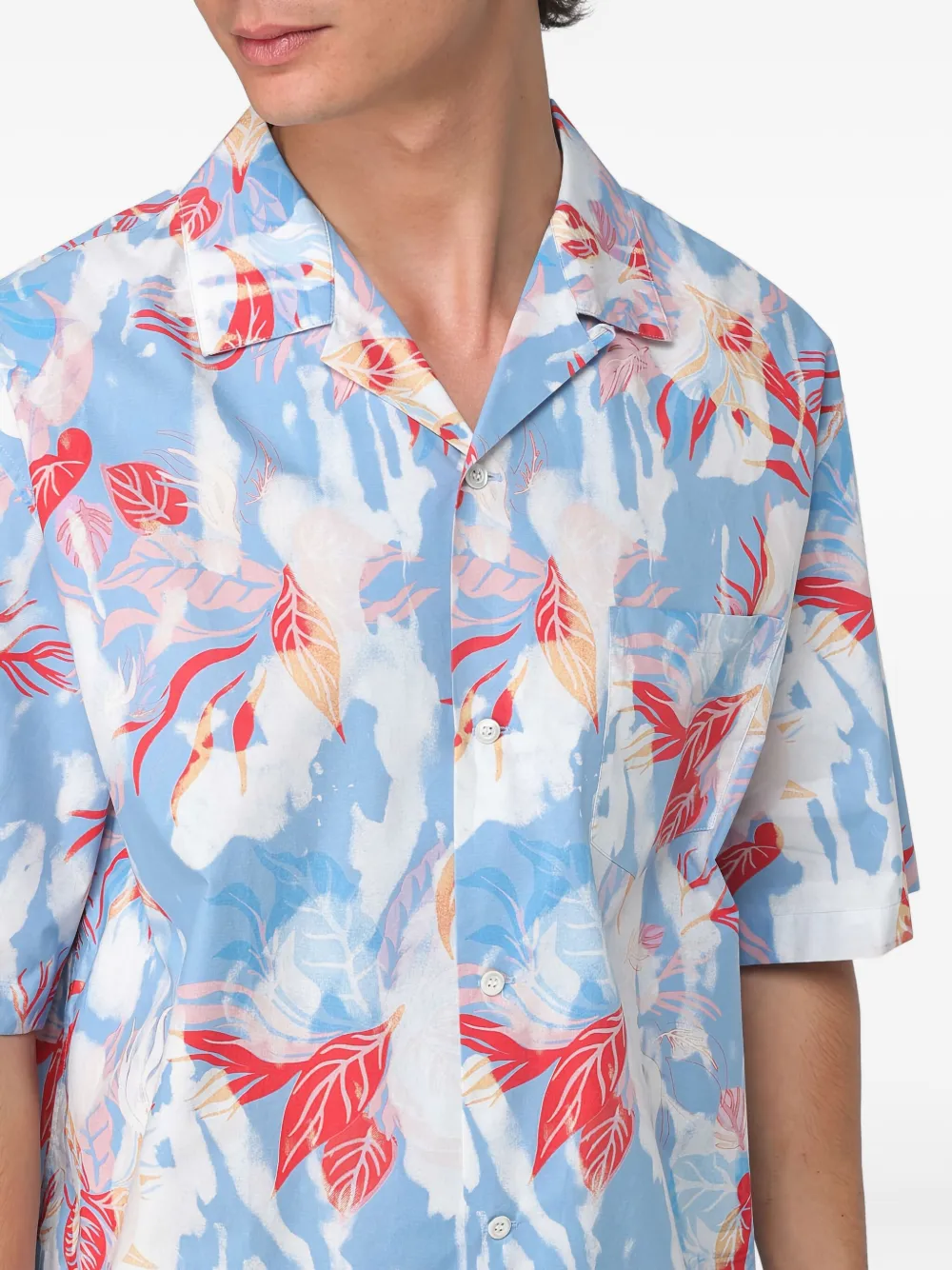 Alexander McQueen Hawaiiaans katoenen overhemd met bloemenprint Blauw