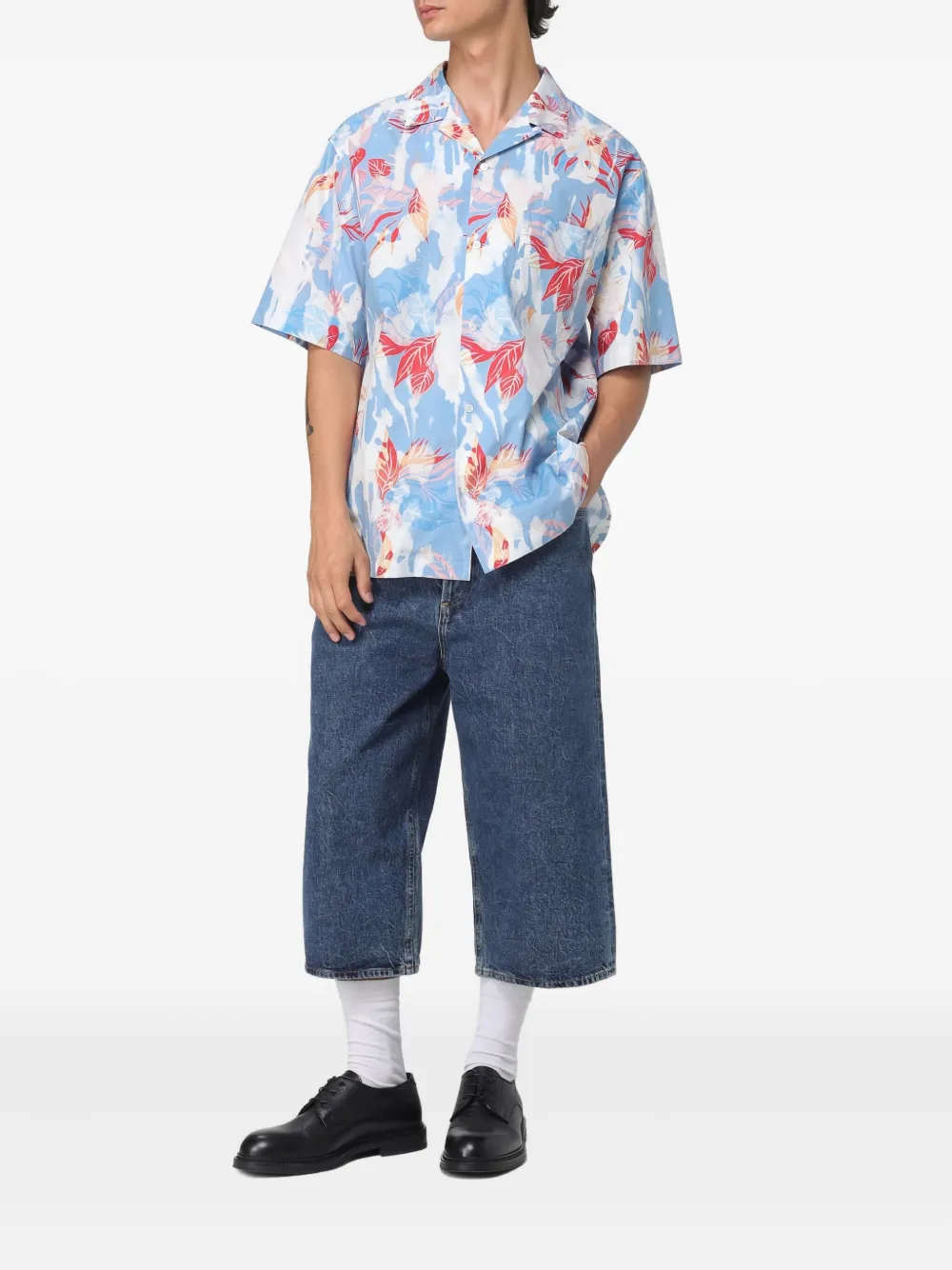 Alexander McQueen Hawaiian floral-print cotton shirt - Blauw