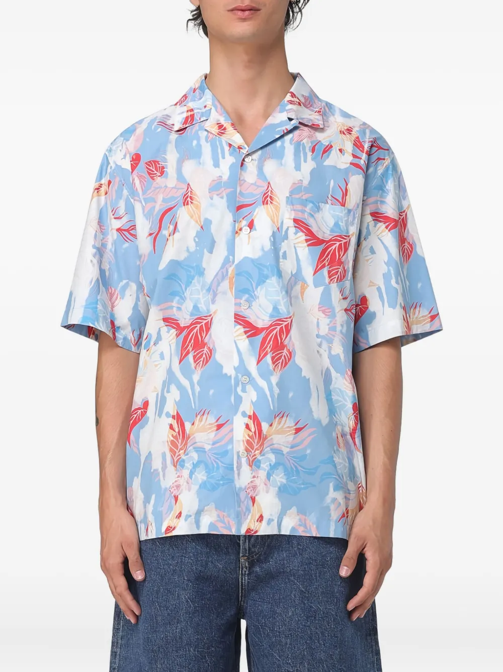Alexander McQueen Hawaiian フローラルシャツ - ブルー Alexander McQueen Hawaiian フローラルシャツ - ブルー