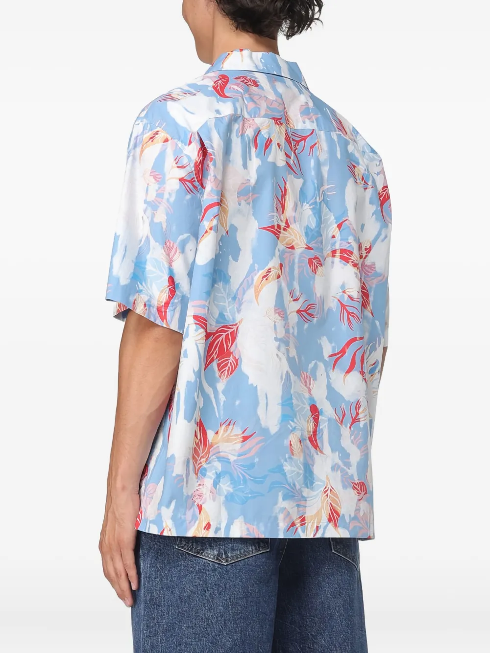 Alexander McQueen Hawaiiaans katoenen overhemd met bloemenprint Blauw