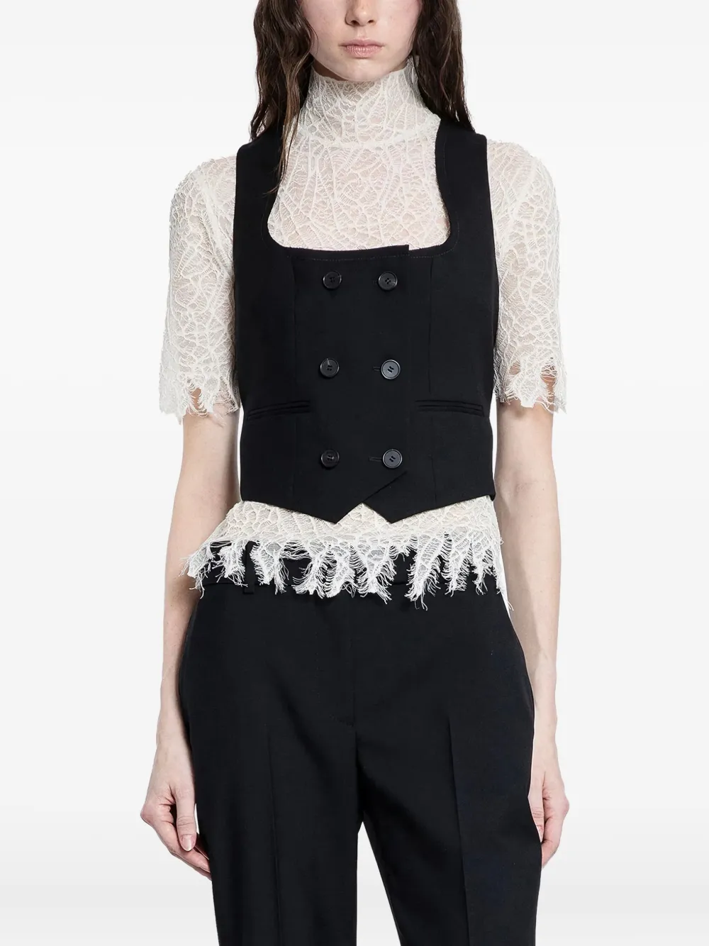 Alexander Mcqueen Double-breasted Waistcoat In Black