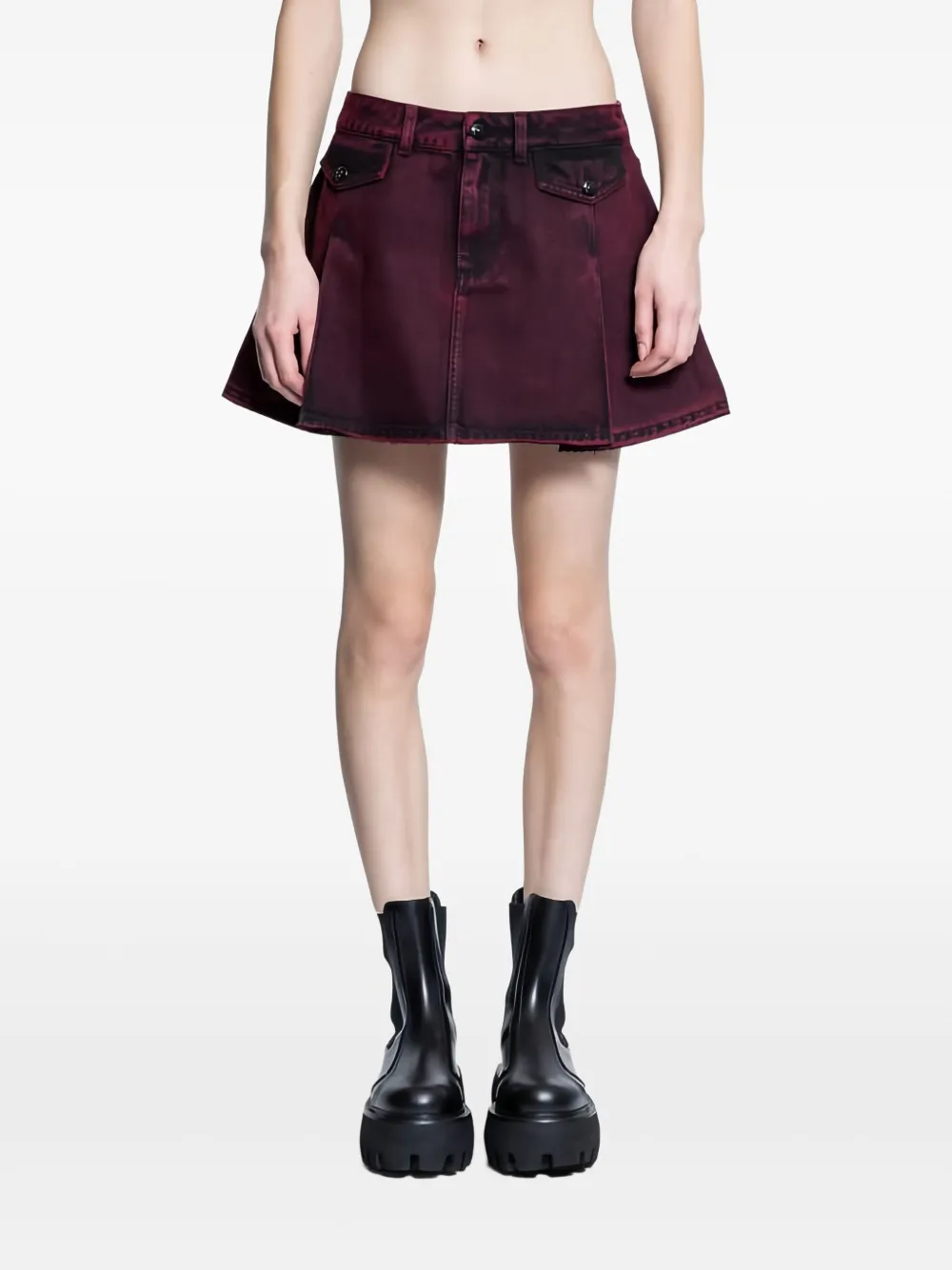 Alexander McQueen dyed denim mini skirt | Red | Image 1