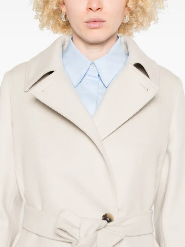 Max Mara Virgin Wool Coat | White | FARFETCH RO