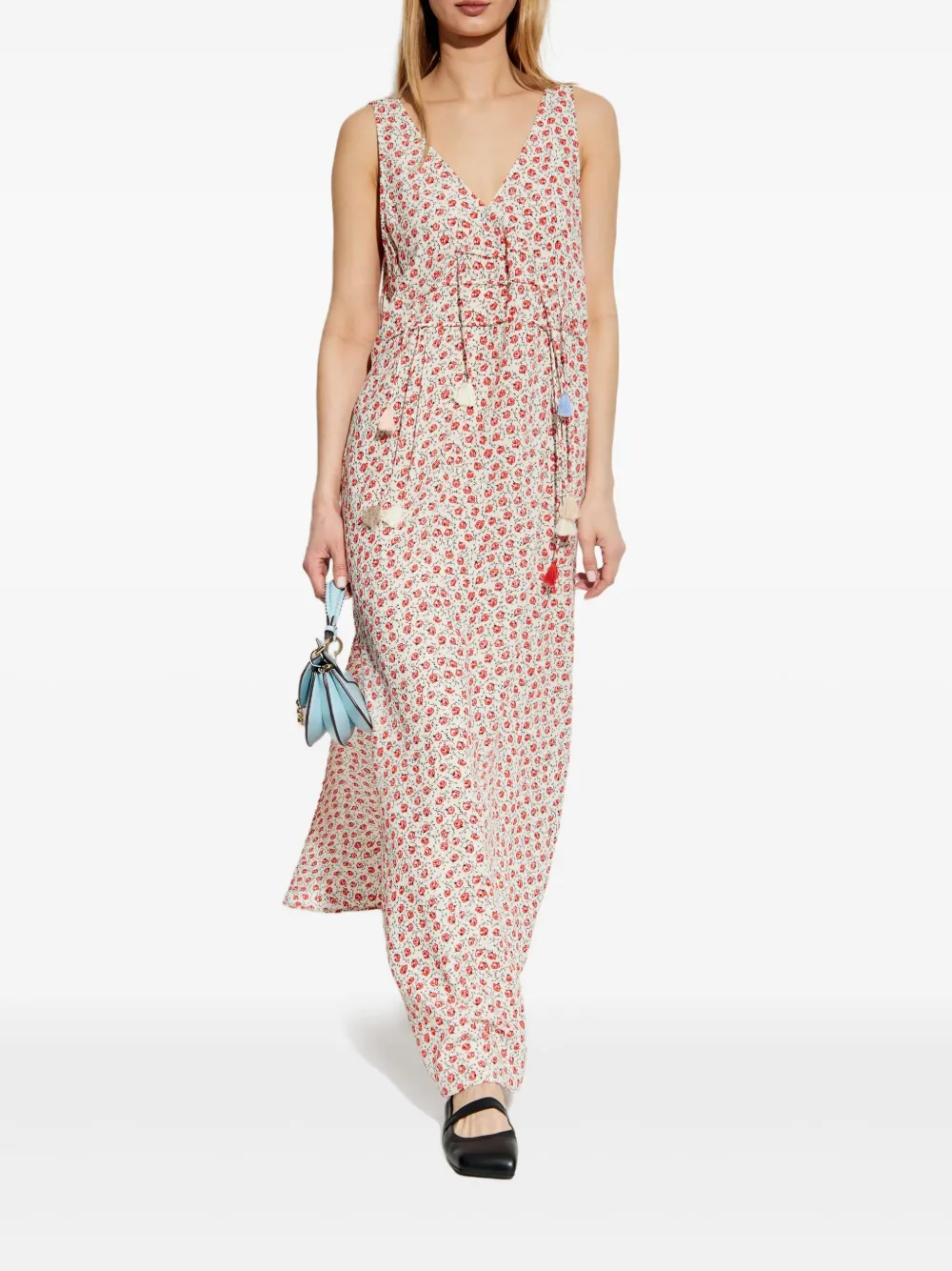 MUNTHE Maxi-jurk met bloemenprint - Rood