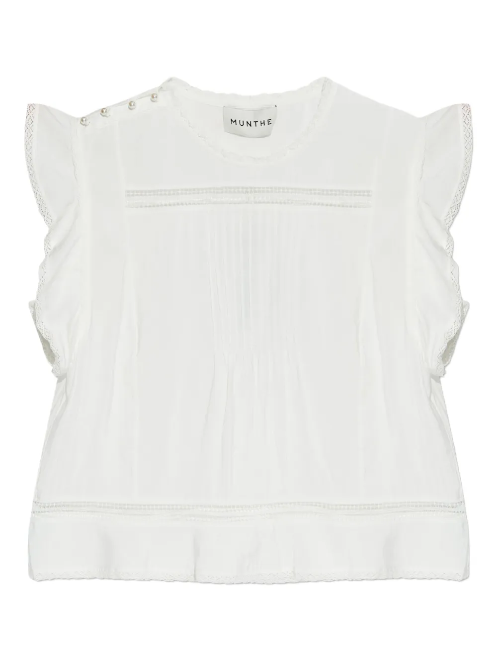 MUNTHE ruffled short-sleeve blouse | White | Image 1