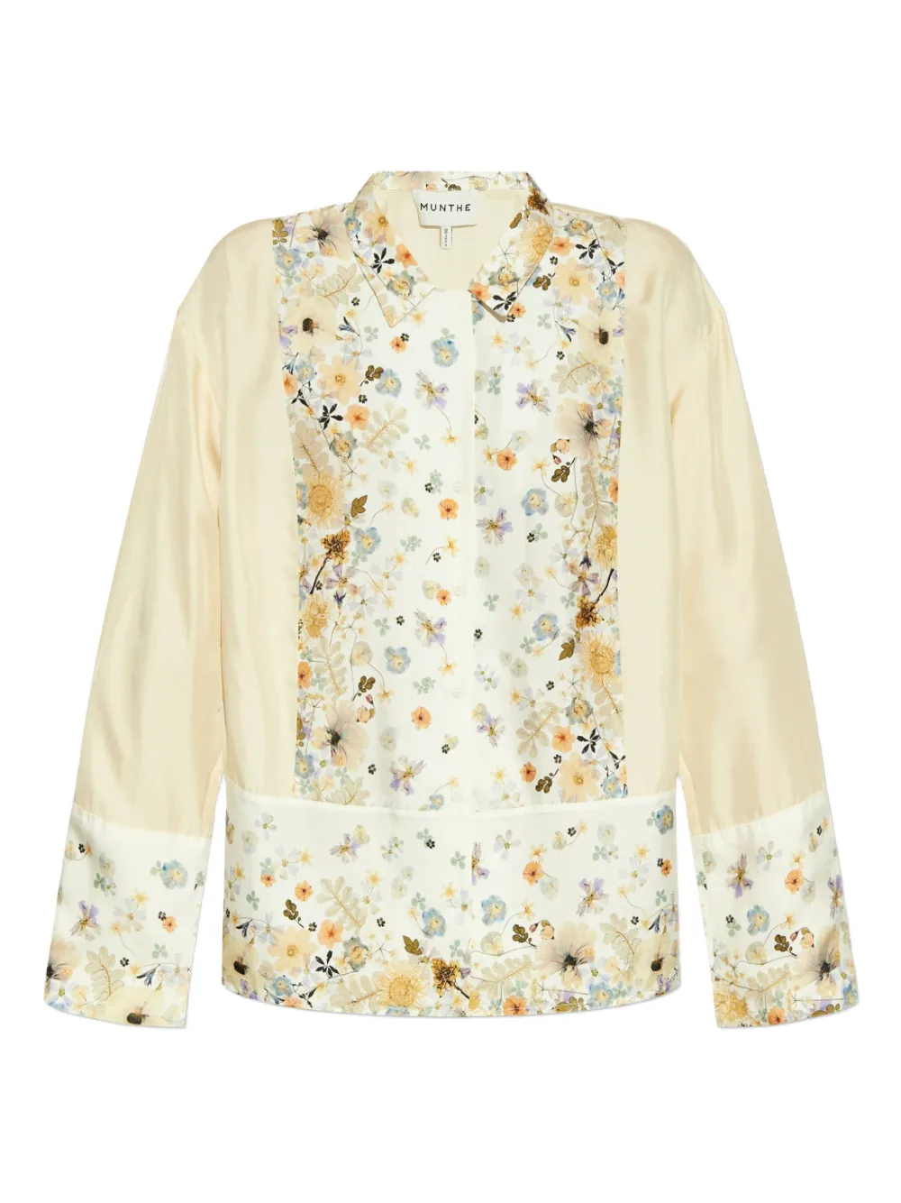 floral-embroidered shirt