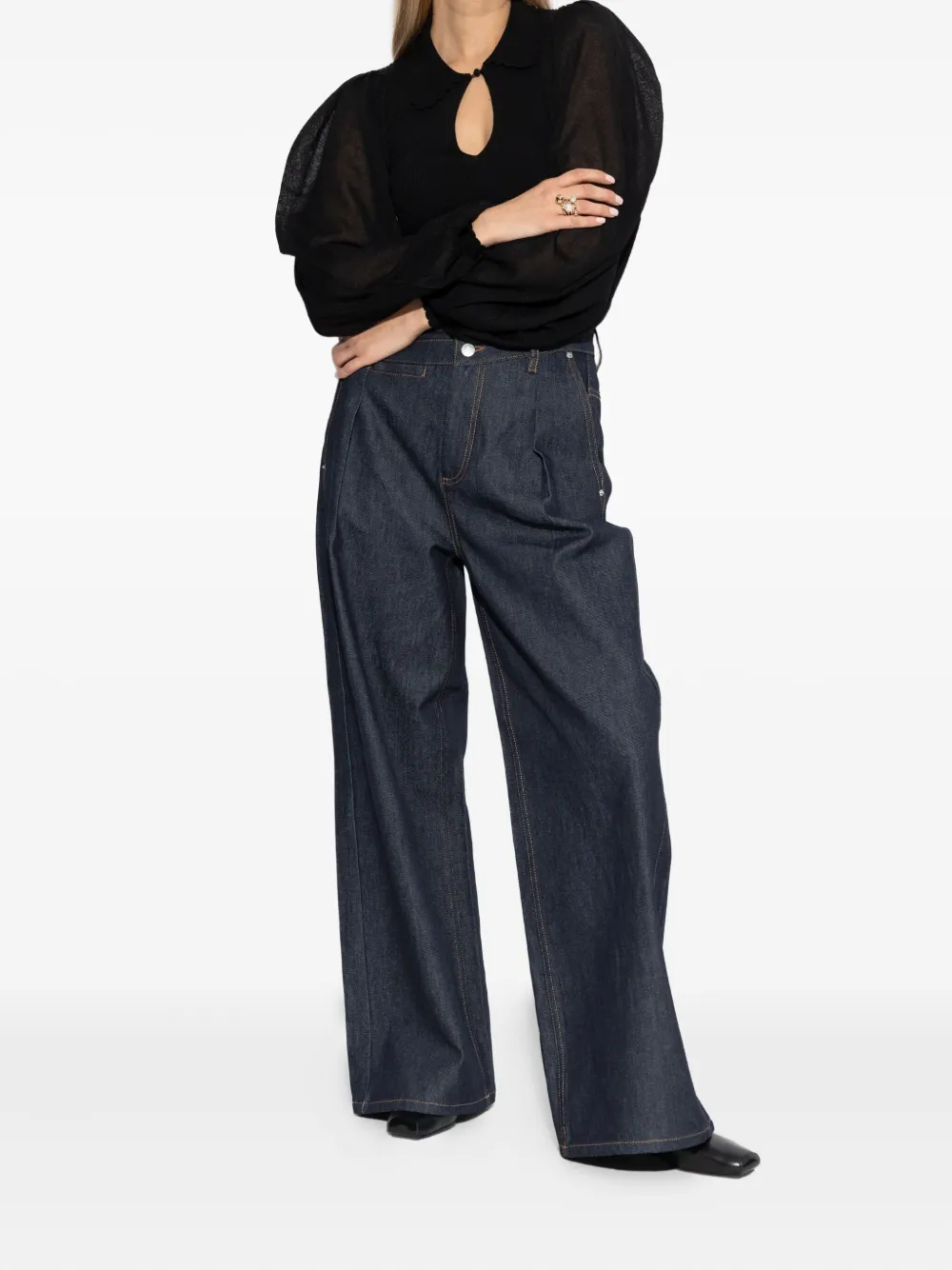 MUNTHE puff-sleeve keyhole top | Blusas | Image 2