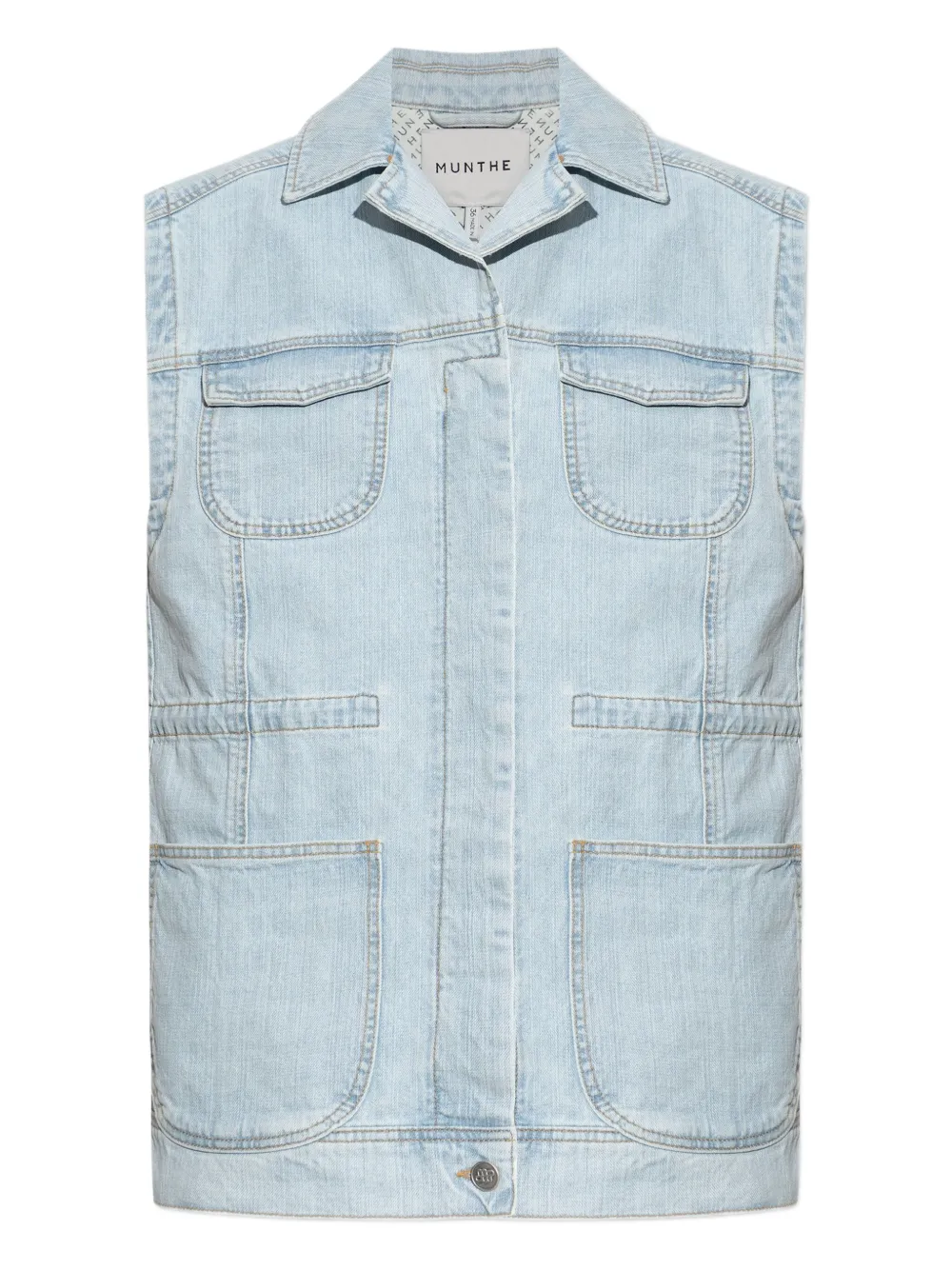 denim sleeveless vest